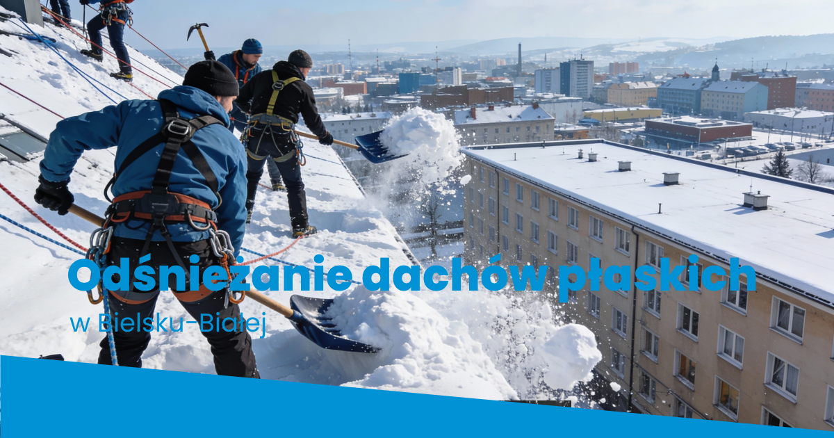 Odśnieżanie dachów płaskich w Bielsku-Białej